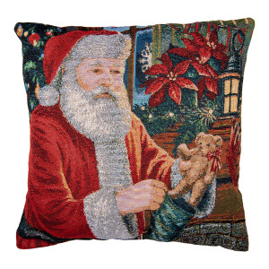 Fata perna textil Mos Craciun 44x44 cm
