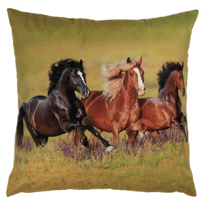 Fata perna textil multicolor Cai 45x45 cm
