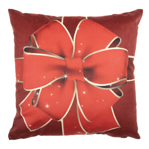Fata perna Craciun textil rosu argintiu 45x45 cm