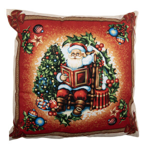 Fata perna Mos Craciun poliester multicolor IG 45x45 cm