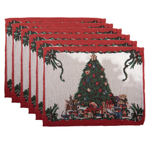 Set 6 suporturi farfurii Craciun Bradut poliester multicolor (6) 33x45 cm
