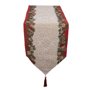 Traversa masa Craciun poliester multicolor II 33x180 cm