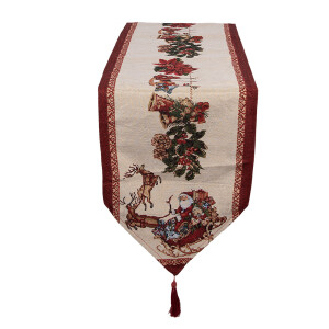 Traversa masa Craciun poliester multicolor IIK 33x180 cm