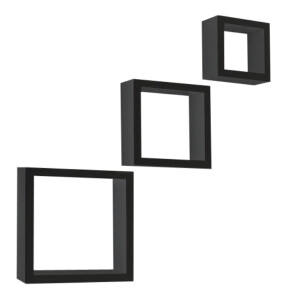 Set 3 etajere mdf negru Kvadro 25.4x8.7x25.4 cm