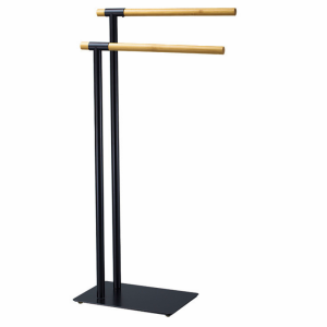 Suport prosoape metal negru bambus natur Laban 19.8x39.43x78.9 cm