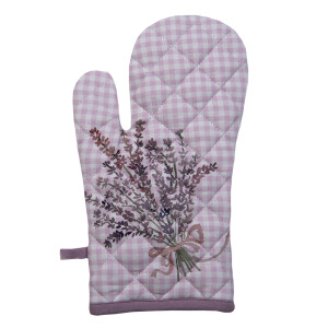 Set 2 manusi termice bumbac alb mov Lavanda 18x30 cm