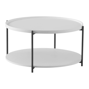 Masuta de cafea MDF alb metal negru Lapis 80x40 cm