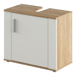 Dulap sub chiuveta DTD stejar sonoma alb mat Lessy 68.7x35x61.2 cm 
