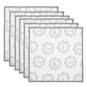 Set 6 servetele masa bumbac alb gri Pisicute 40x40 cm