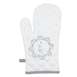 Manusa bucatarie bumbac alb gri Pisicuta 18x30 cm