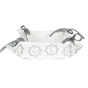 Cos paine bumbac alb gri Pisicute 35x35x8 cm
