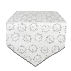 Traversa masa bumbac alb gri Pisicute 50x160 cm