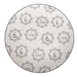 Set 2 farfurii portelan alb gri Pisicute 20x2 cm