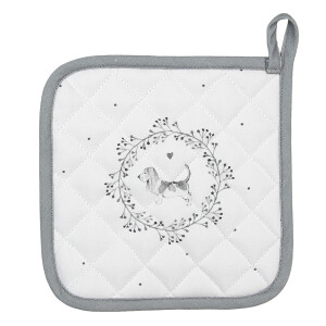Set 2 servete termice bumbac alb gri Catelus 20x20 cm