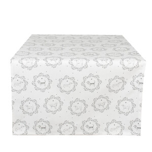 Traversa masa bumbac alb gri Catelusi 50x140 cm