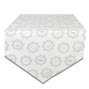 Traversa masa bumbac alb gri Catelusi 50x160 cm
