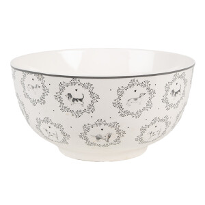 Set 2 boluri portelan alb gri Catelusi 14x7 cm, 500 ml