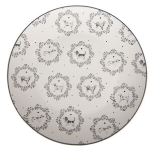 Set 2 farfurii portelan alb gri Catelusi 20x2 cm
