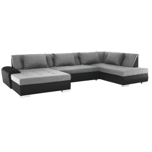 Canapea forma de U cu tapiterie textil gri negru Liberto 345x193x78 cm