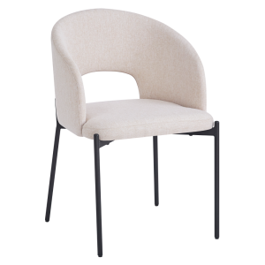 Scaun dining textil bej metal negru Lonka 51x57x77 cm