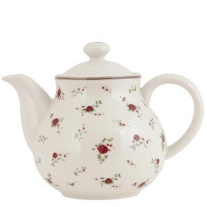 Ceainic din ceramica crem rosie 22x14x16 cm