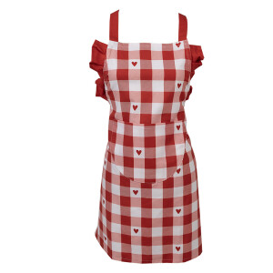 Sort bucatarie pentru copii bumbac rosu alb 56x48 cm