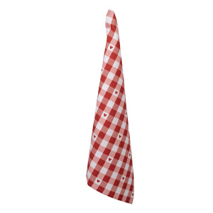 Prosop bucatarie bumbac rosu alb Inimioare 50x70 cm