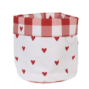 Cos bumbac alb rosu Inimioare Ø 15x16 cm