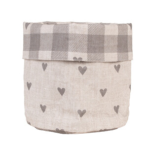 Cos bumbac bej gri Inimioare Ø 15x16 cm