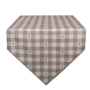 Traversa masa bumbac bej gri Inimioare 50x160 cm