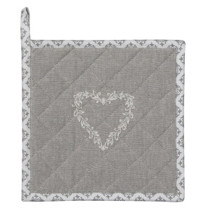 Set 2 servete termice bumbac alb gri Inimioara 20x20 cm