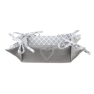 Cos paine bumbac alb gri Inimioara 35x35x8 cm