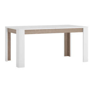 Masa dining extensibila alb lucios stejar sonoma trufa 160-200x90x75.5 cm