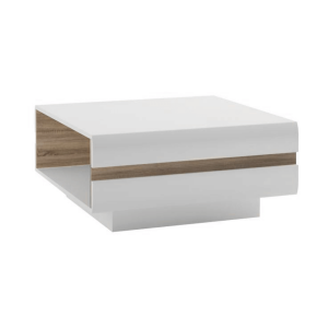 Masuta de cafea pal mdf alb lucios stejar sonoma Lynatet 75x75x39 cm