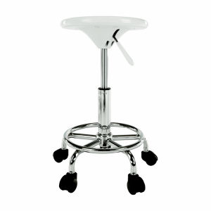 Taburet cu inaltime reglabila plastic alb crom Mabel 35x35x43-55 cm