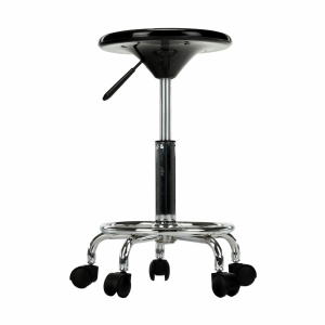 Taburet cu inaltime reglabila plastic negru crom Mabel 35x35x43-55 cm