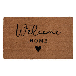 Covoras intrare casa fibre cocos negru maro Welcome 75x45x1 cm