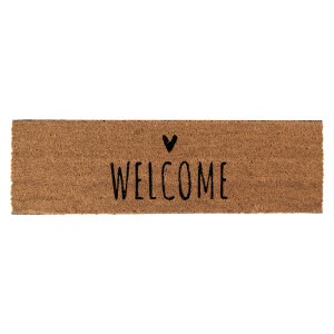 Covoras intrare casa fibre cocos maro negru Welcome 75x22x2 cm