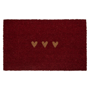 Covoras intrare casa fibre cocos rosii natur Inimioare 75x45x1 cm