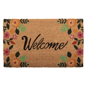 Covoras intrare casa fibre cocos multicolor Welcome 75x45x1 cm