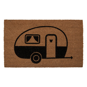 Covoras intrare casa fibre cocos negru maro 75x45x1 cm