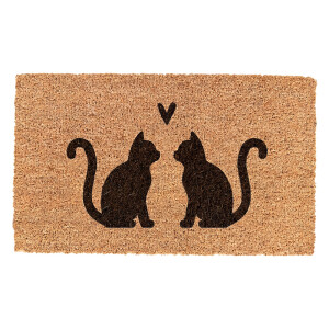 Covoras intrare casa PVC fibre cocos maro negru Pisicute 75x45x1 cm