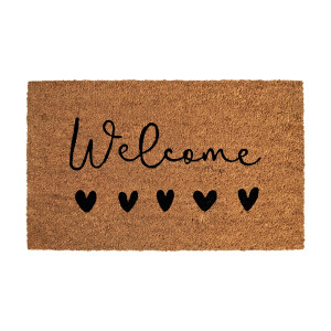 Covoras intrare casa PVC fibre cocos maro negru Welcome 75x45x1 cm