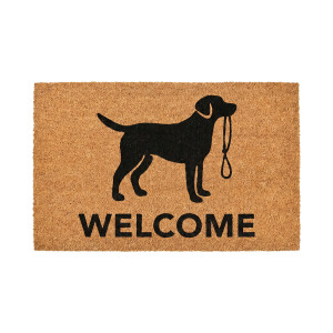 Covoras intrare casa PVC fibre cocos negru maro Welcome 75x45x1 cm