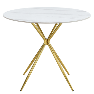 Masa rotunda marmura metal auriu Mekner 90x75 cm