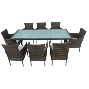 Set mobilier de gradina 9 piese rattan gri Menibor 200x74x90 cm