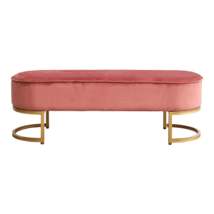 Banca de design catifea roz crom auriu Mirila 100x40x43 cm