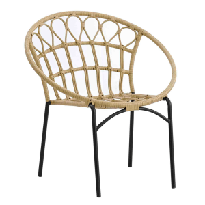Scaun rattan artificial natur si otel negru Eldia 72x62x77 cm
