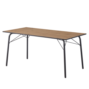 Masa dining MDF stejar artisan metal negru Nalak 160x80x75 cm