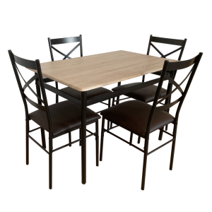 Set masa 4 scaune stejar sonoma negru maro Naren 110x70x75 cm